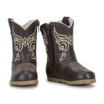 Bota Texana Bebê Couro Café/Bege 16 ao 25