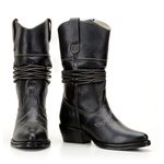 Bota Texana Masculina Sanfonada em Couro Cor Preto