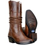 Bota Texana Masculina Sanfonada Couro Cor Pinhão