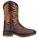 Bota Texana Masculina Raio Bico Quadrado em Couro