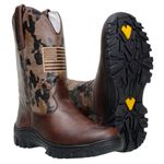 Bota Texana Masculina Bandeira Cano Camuflado em Couro