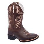 Bota Texana Feminina Marrom/Bege em Couro