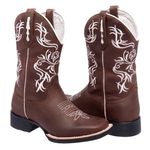 Bota Texana Feminina Marrom/Branco em Couro