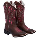 Bota Texana Feminina Pink em Couro