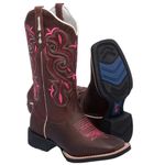 Bota Texana Feminina Pink em Couro