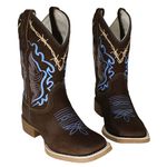 Bota Texana Arame Farpado Azul em Couro