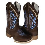 Bota Texana Arame Farpado Azul em Couro