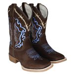 Bota Texana Arame Farpado Azul em Couro