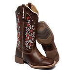 Bota Texana Hopper Rosas em Couro