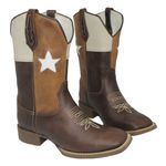 Bota Texana Masculina Bandeira Café Texas em Couro