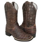 Bota Texana Masculina Escamada em Couro