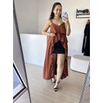 Blusa Babados Tunica -Marrom