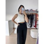 Cropped Regata liso básico dia a dia Canelado- Branco