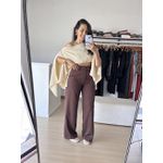 Calça Pantalona de Alfaiataria-Marrom