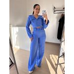 Conjunto Alfaiataria Andressa- Blusa Jaquetinha e Calça Pantalona- Azul