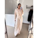 Conjunto Alfaiataria Andressa- Blusa Jaquetinha e Calça Pantalona- Bege