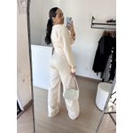 Conjunto Alfaiataria Andressa- Blusa Jaquetinha e Calça Pantalona- Bege