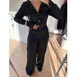 Conjunto Alfaiataria Andressa- Blusa Jaquetinha e Calça Pantalona- Preto