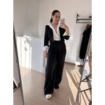 Conjunto Alfaiataria Andressa- Blusa Jaquetinha e Calça Pantalona- Preto
