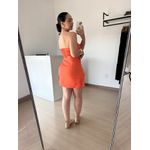 Conjunto Cropped com Bojo e Saia Cargo em Alfaiataria - Laranja