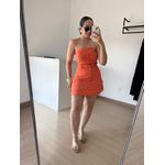 Conjunto Cropped com Bojo e Saia Cargo em Alfaiataria - Laranja