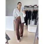 Conjunto de Blusa Túnica com Calça Pantalona-Marrom