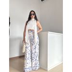 Calça Pantalona Estampas Caju Azul