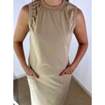 Vestido Regata Camisetão Midi em Algodão Luxuoso -Nude