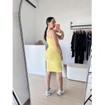 Vestido Canelado Midi Nula Manga Lays- Amarelo