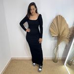 Vestido Longo Canelado Duda- Preto