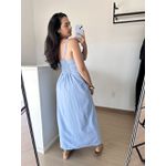 Vestido Longo Recorte Busto- Azul