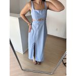 Vestido Longo Recorte Busto- Azul