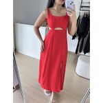 Vestido Longo Recorte Busto- vermelho