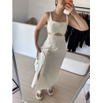 Vestido Longo Recorte Busto- Cru