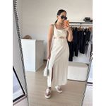 Vestido Longo Recorte Busto- Cru