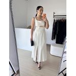 Vestido Longo Recorte Busto- Cru