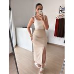 Saia Longa Canelada com Fenda- Areia