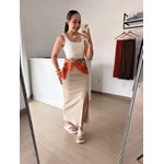 Saia Longa Canelada com Fenda- Areia