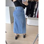 Saia Jeans Midi com Fenda