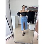 Saia Jeans Midi com Fenda