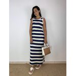 Vestido Longo Regata Ágata- Listrado azul