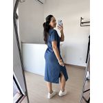 Vestido Camisetão Midi em Algodão Luxuoso- Azul jeans