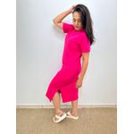 Vestido Camisetão Midi em Algodão Luxuoso- Bolso Quadrado Pink