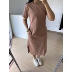 Vestido Camisetão Midi em Algodão Luxuoso - Nude