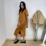 Vestido Camisetão Midi em Algodão Luxuoso- Terra Cota