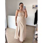 Vestido Longo lastex busto- Areia