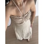 Vestido Longo lastex busto- Areia