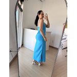 Vestido Longo em Linho Azul