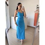Vestido Longo em Linho Azul