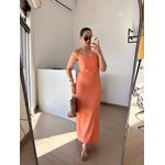 Vestido Longo em Linho Laranja